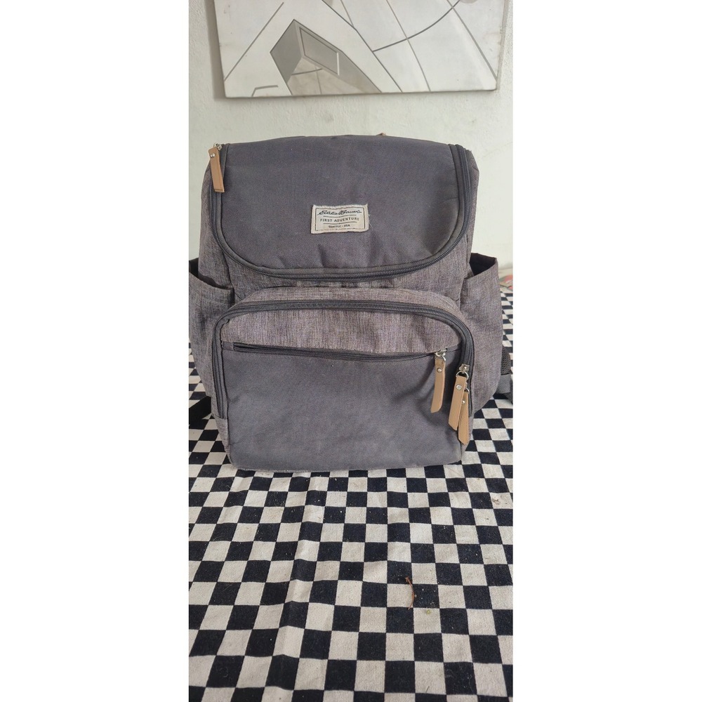 Eddie Bauer First Adventure Diaper Bag Backpack Heather Grey Tan EB21013-001